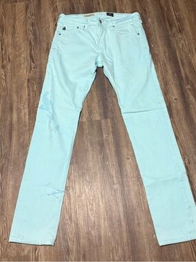 AG Adriano Goldscmied Nomad Jeans Women's 32 Modern Slim Splatter Teal Denim